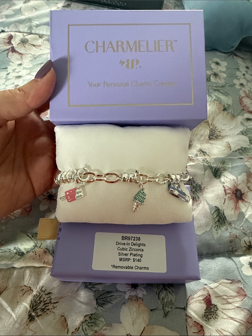 Drive-In Delights Silver-Plated Charmelier Bracelet by Bomb Party
